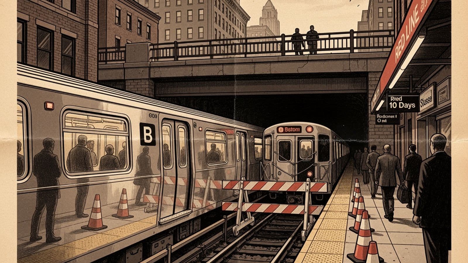 Ilustração: Linha Vermelha do metrô de Boston fechada por 10 dias: prepare-se para a interrupção