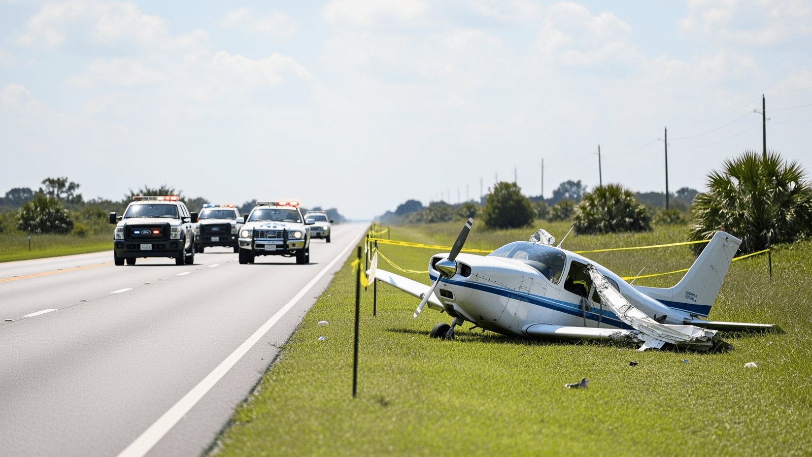 Ilustração: Avião de pequeno porte cai perto da US 301 em Hillsborough, na Flórida