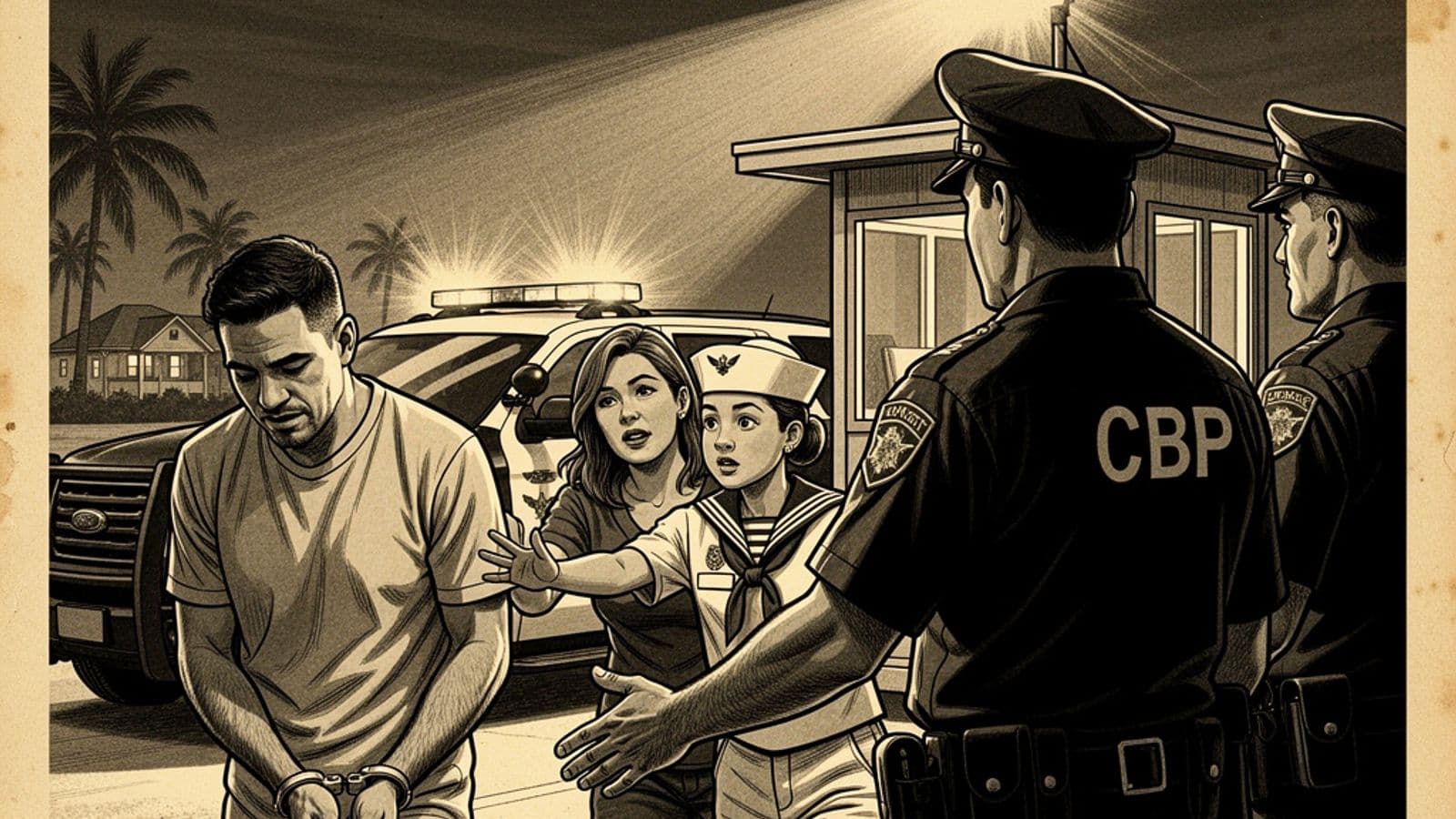 Ilustração: Pai de marinheiro americano é preso pela CBP em Key West: família denuncia 'estresse' e medo da deportação no sul da Fló
