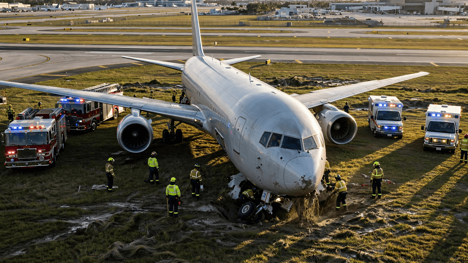 Ilustração: Boeing 767 cargueiro sai da pista em Miami; operação deixa feridos e voos devem sofrer atrasos