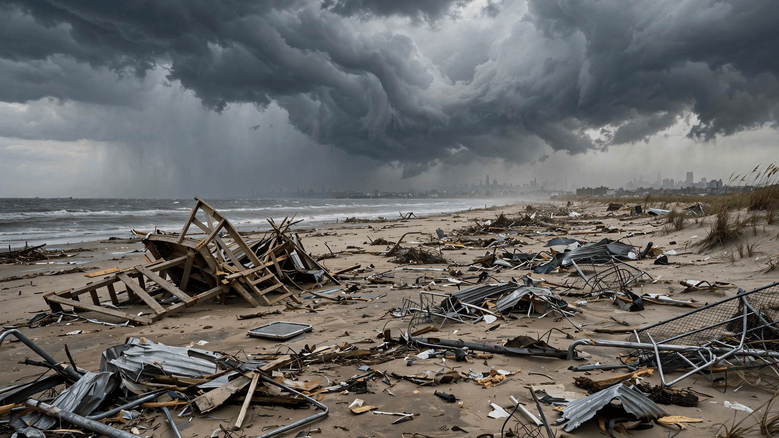 Ilustração: Tornado atinge praia perto de Nova York e deixa ferido