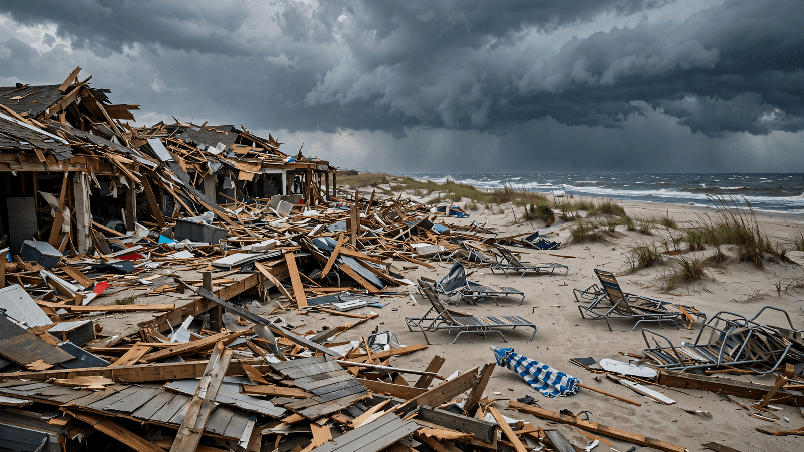 Ilustração: Tornado raro destrói clube de praia em Long Island; sistema de tempestades avança pelo Nordeste