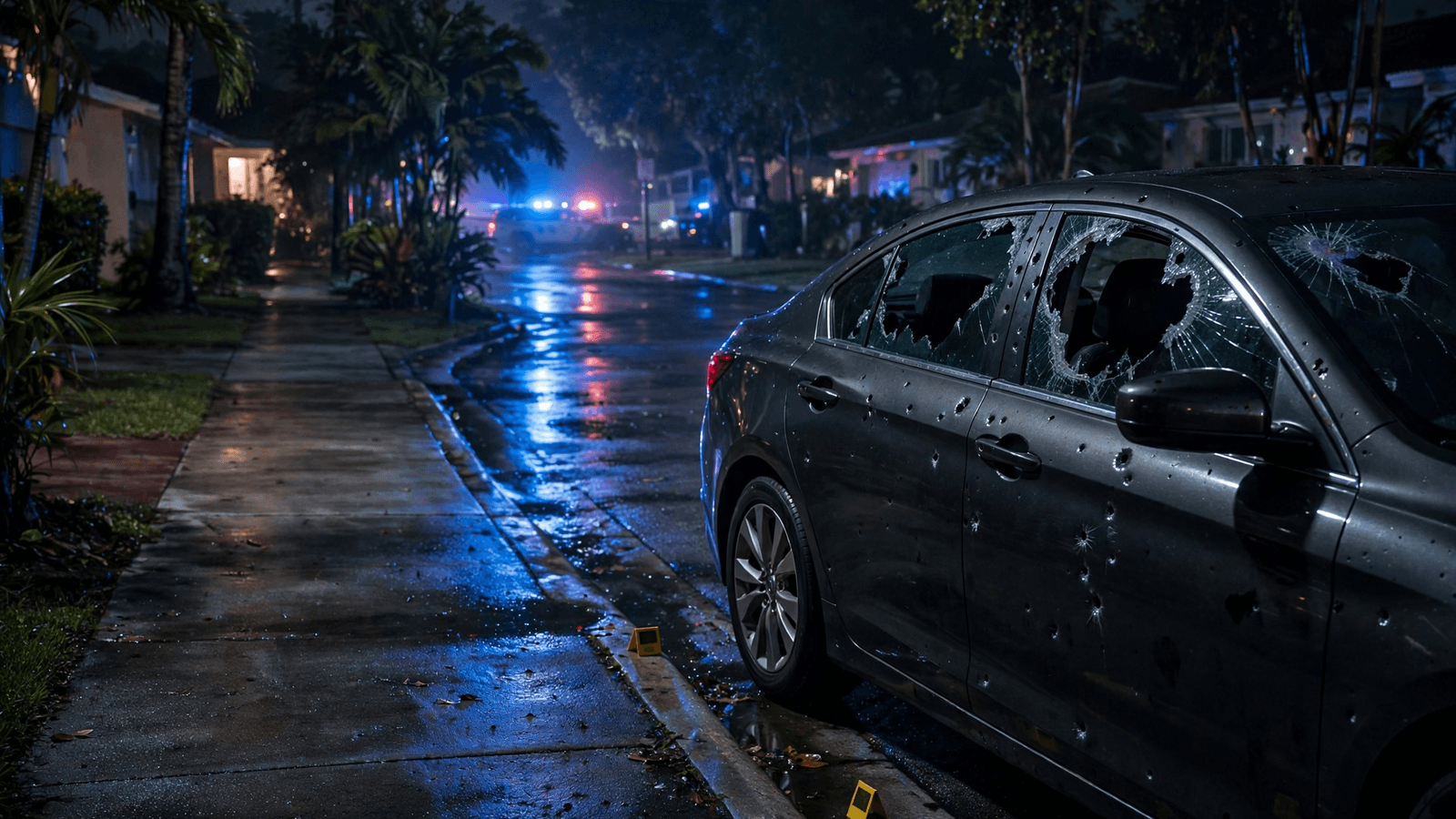 Ilustração: Carro alvejado a tiros em Miami, mas ninguém fica ferido, diz polícia