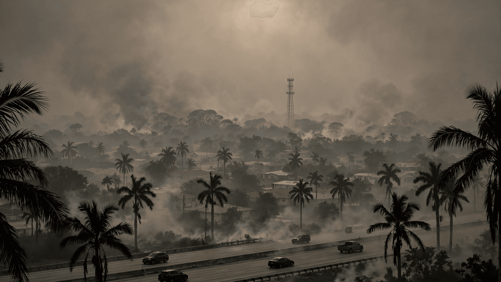 Ilustração: Fumaça de incêndios cobre Miami-Dade: alerta de qualidade do ar até as 15h
