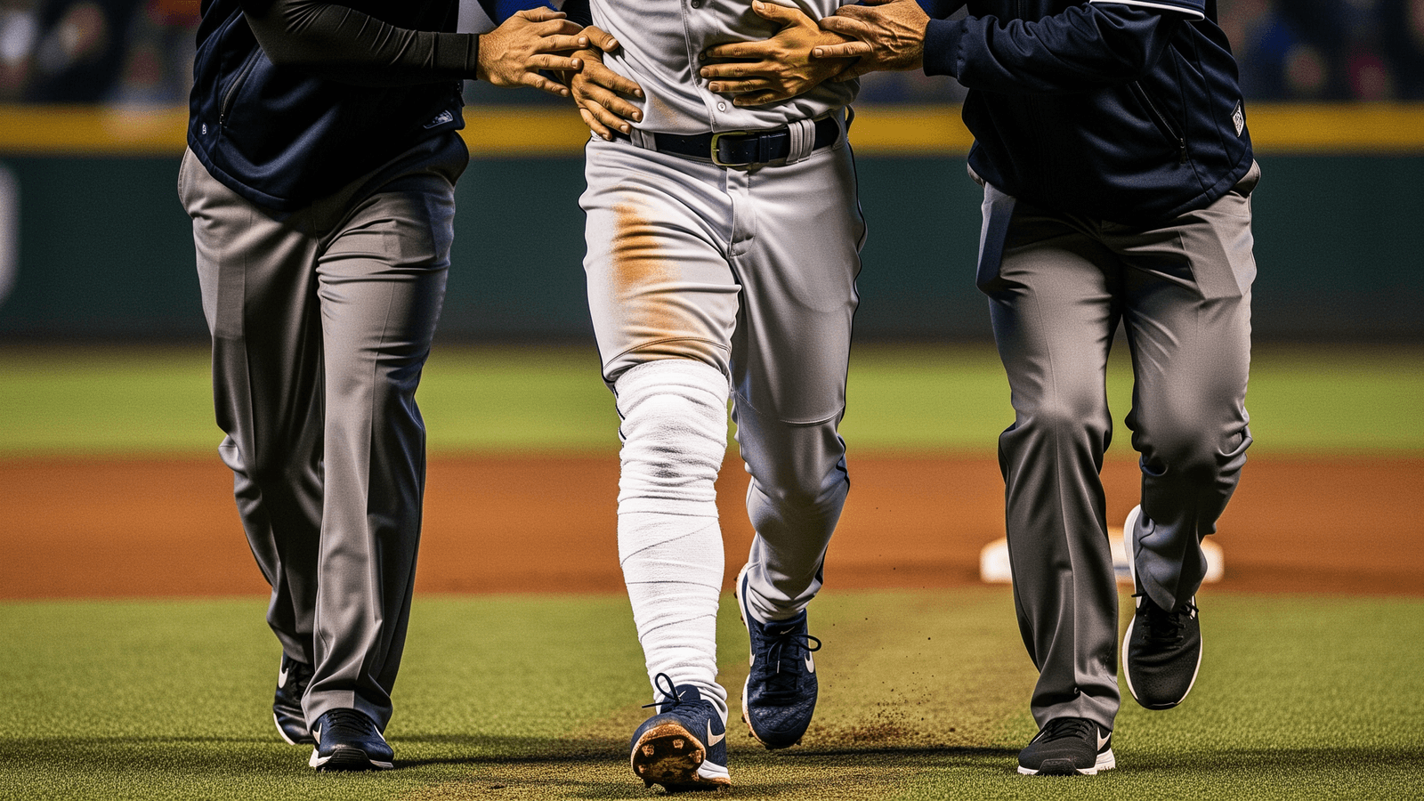 Ilustração: George Lombard Jr. do Yankees deixa jogo com lesão no joelho