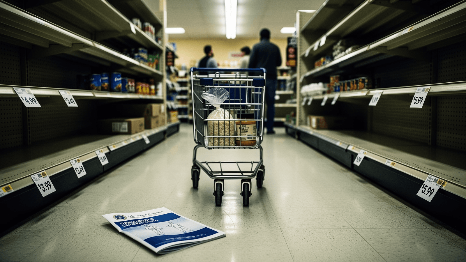 Ilustração: Crise de alimentos atinge famílias trabalhadoras em Newark: brasileiros sofrem com alta de preços e corte de assistência