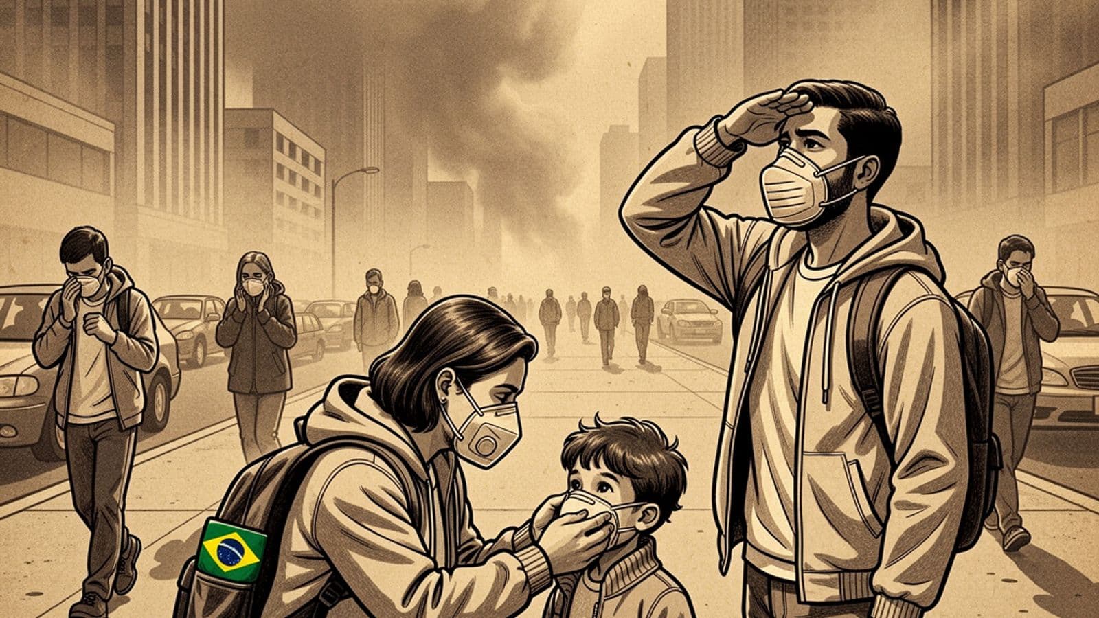 Ilustração interna: Fumaça de incêndios coloca cidades dos EUA entre as piores do mundo em qualidade do ar