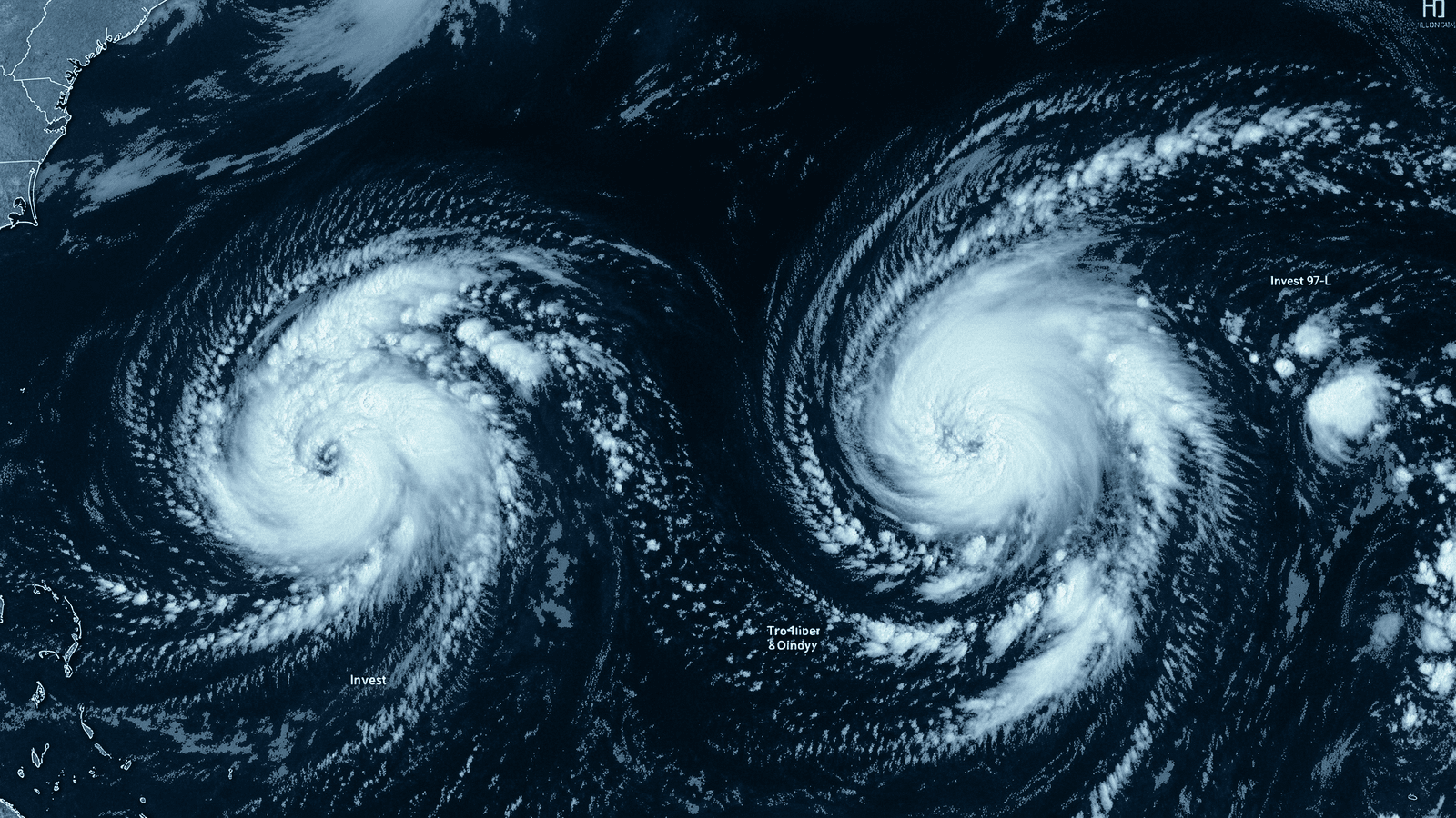 Ilustração: NHC monitora duas perturbações tropicais: Invest 97‑L e rementes de Dolly