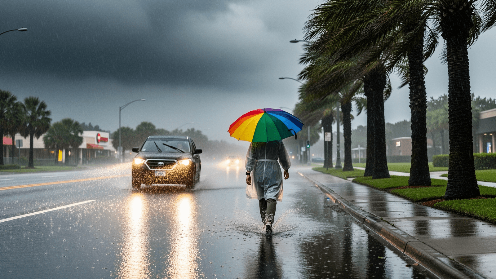 Ilustração: Semana começa molhada em Orlando: prepare-se para dias de chuva intensa