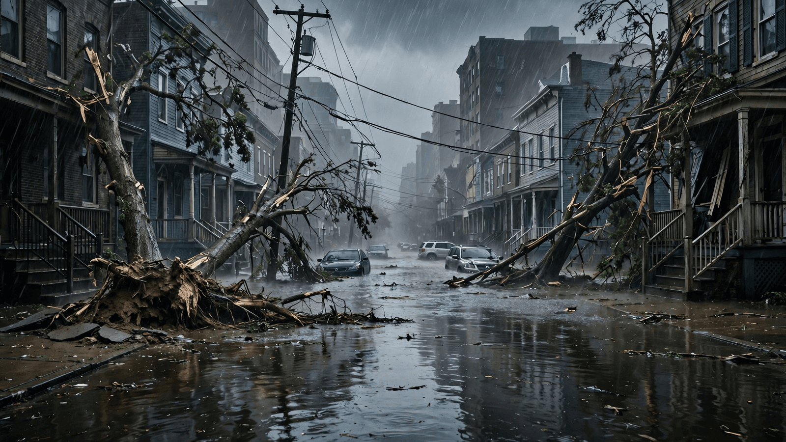 Ilustração: Nor'easter castiga costa atlântica: inundações e ventos de furacão afetam brasileiros em Boston e Newark