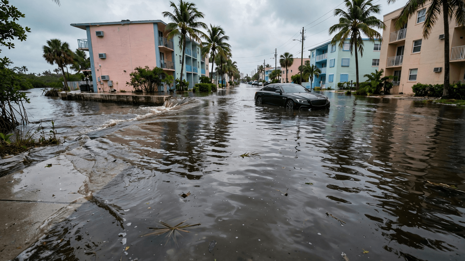 Ilustração: Marés altas (king tides) causam inundações costeiras no Sul da Flórida