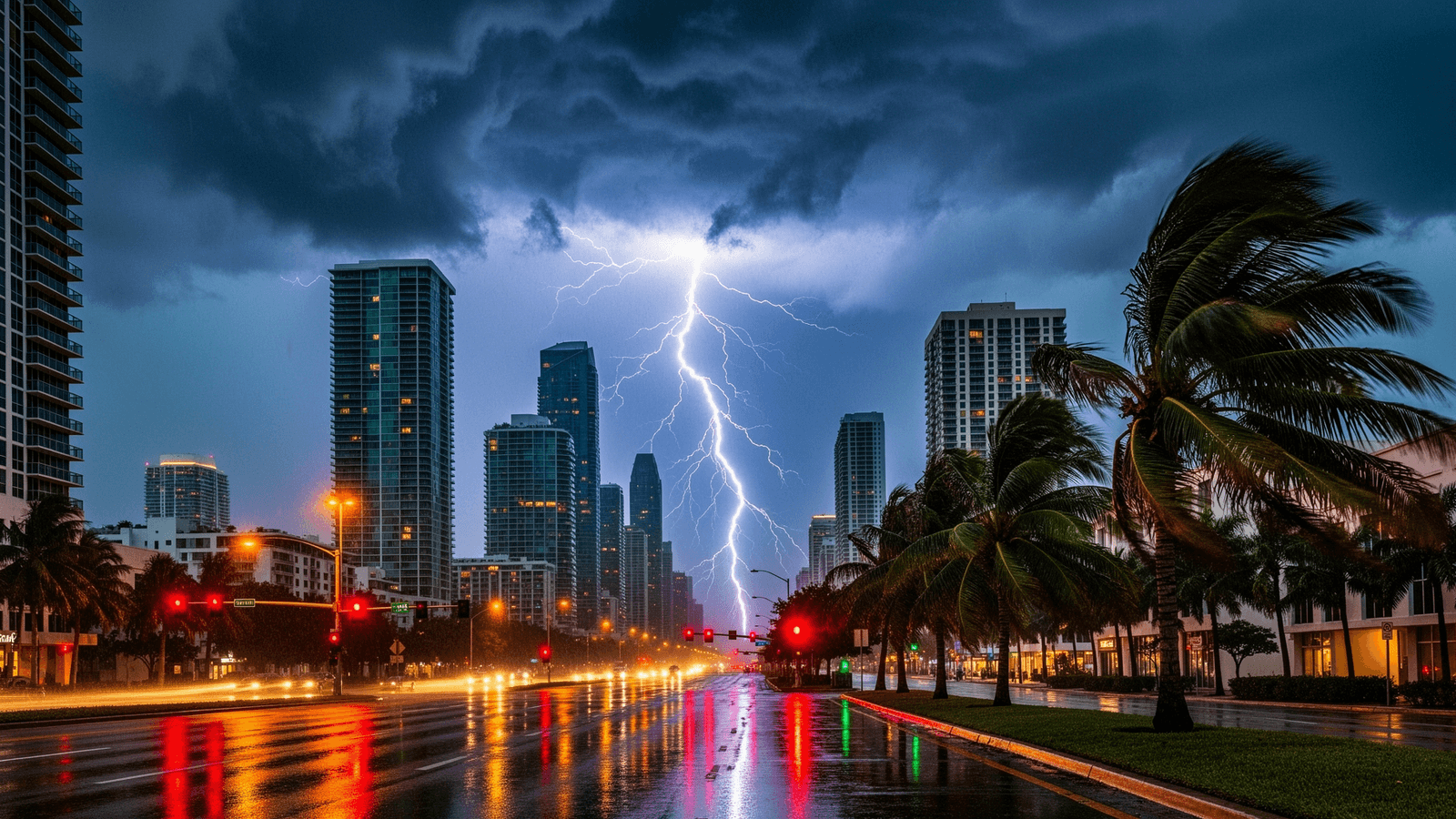 Ilustração: Tempestades tomam conta do clima em Miami; semana começa com alerta de raios e chuva intensa