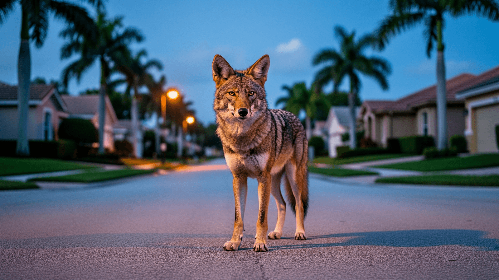 Ilustração: Coiote é flagrado por câmera em Miami Lakes; moradores devem reforçar cuidados