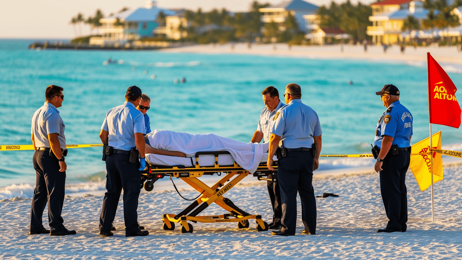 Ilustração: Homem da Flórida se recupera após ataque de tubarão em Key West; alerta para banhistas